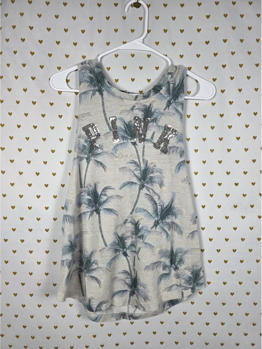 Victorias Secret PINK Palm Tree BLING Sequin tank Top XS